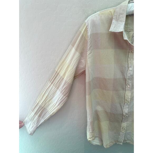 EVERLANE | Relaxed Air Shirt Beige Plaid Button Down 100% Cotton | Size 2 - Picture 3 of 6